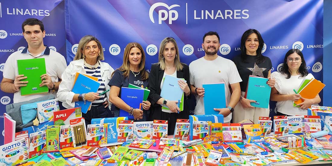 Nuevas Generaciones y el Partido Popular de Linares finalizan con un rotundo éxito la tradicional campaña solidaria de recogida de material escolar